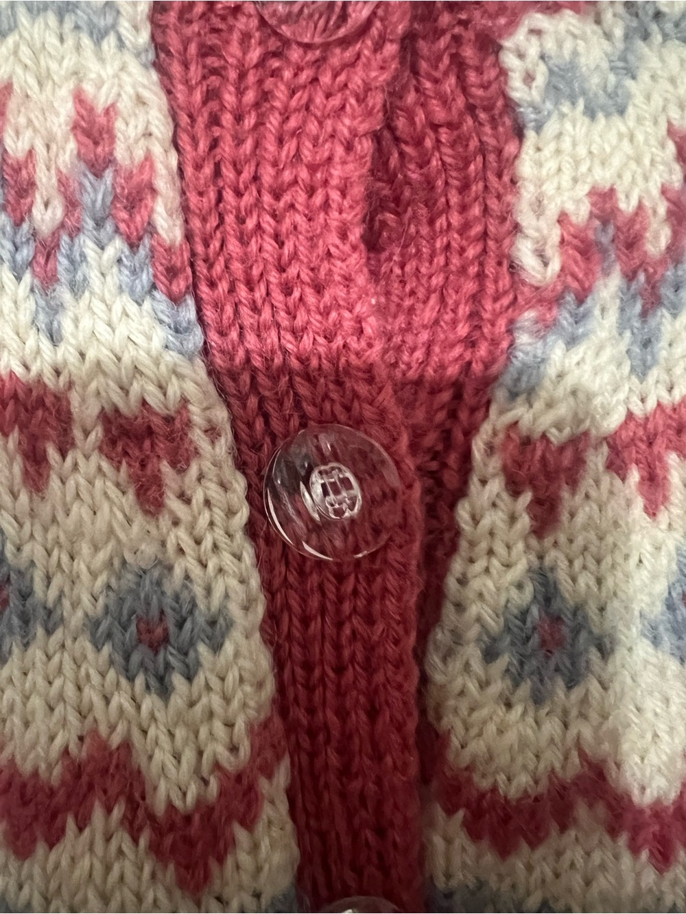 Women’s Pink Fair Isle Button-Front Cardigan Sweater - Picture 11 of 16